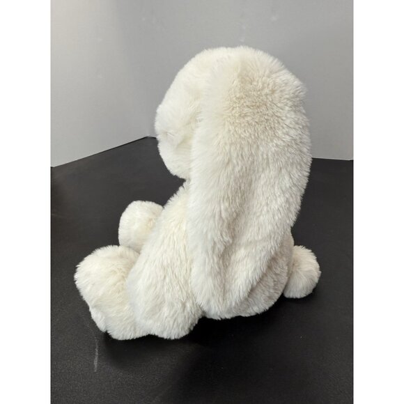 Spark Create Soft Bunny Rabbit White Plush Satin Ears Rattle 16” Stuffed Animal - Picture 2 of 11